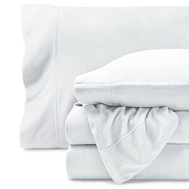 Bare Home Super Soft Fleece Sheet Set - Queen Size - Extra Plush Polar Fleece, No-Pilling Bed Sheets - All Season Cozy Warmth (Queen, White) - Image 1